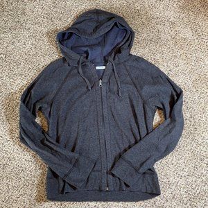 Lady Foot Locker Reversible Gray Blue Hoodie Zipup Full Zip Hooded Sweatshirt